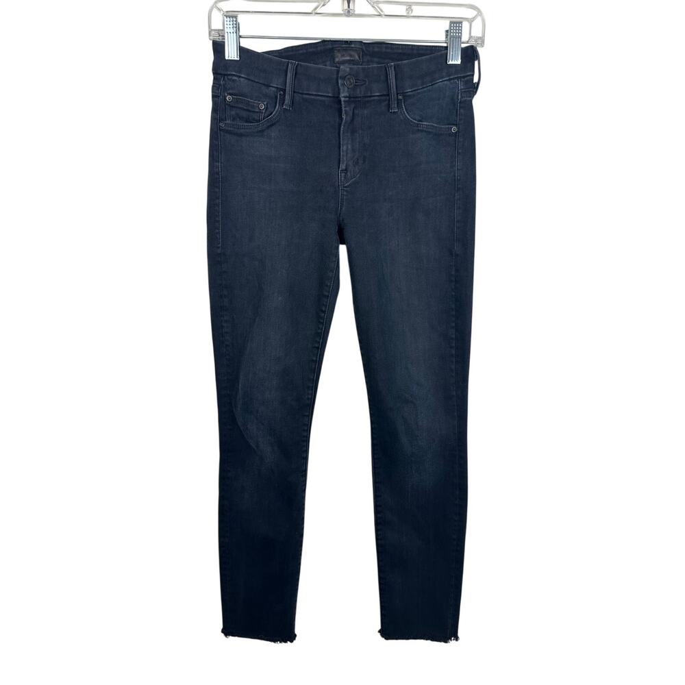 Mother The Looker Ankle Fray Skinny Jeans Womens 25 Blackbird Excellent 2163